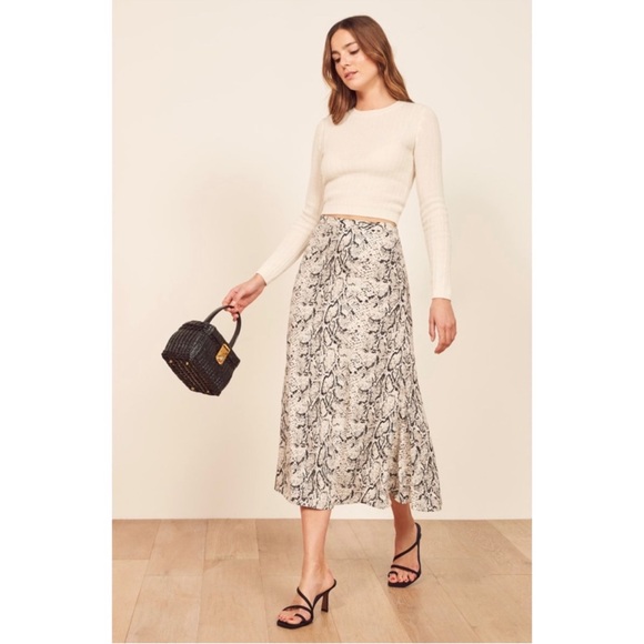 Reformation | Snake Print ‘Bea’ Midi Skirt | Size 6 - Picture 3 of 11